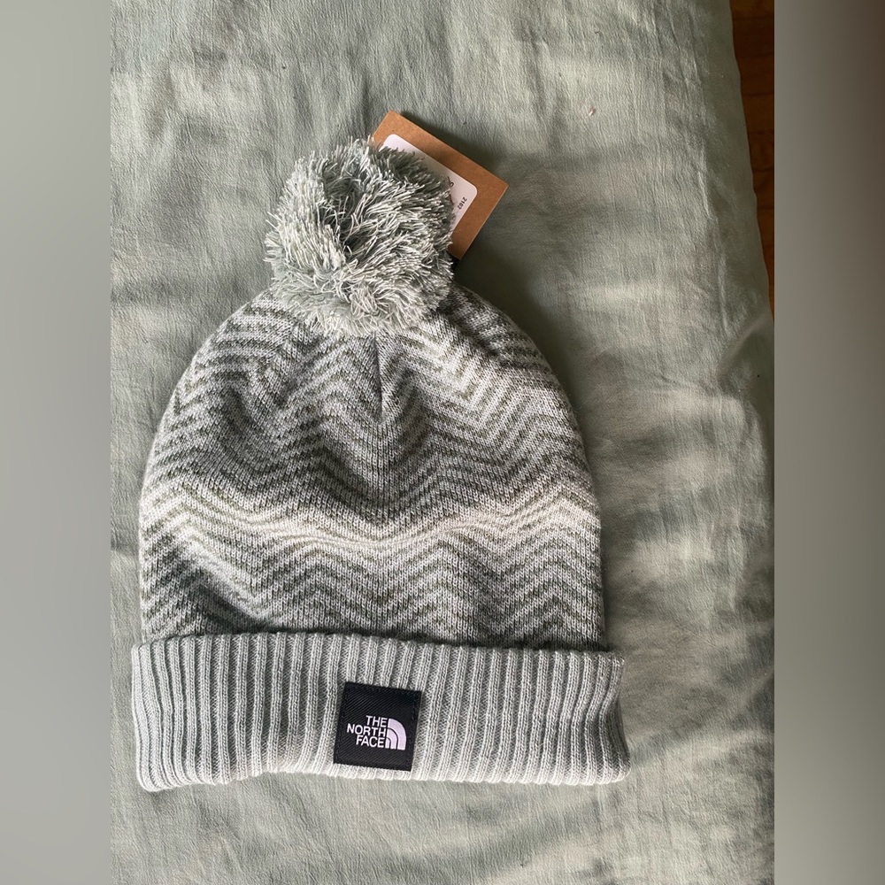 North face light green winter hat